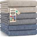 Mordimy Premium Kitchen Towels 6 Pack (18 x 28 Inches, Multicolor), Large Cotton Kitchen Hand Towel, Flat & Terry Dish Towels for Drying Dishes, Super Absorbent Tea Dishtowels Set with Hanging Loop