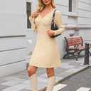 Theenkoln Knee Length Sweater Dresses:Women Long Sleeve Twist Knot 2025 Fall Winter Ribbed Knit Sweater Dress (XL)