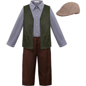 ReliBeauty Kids Colonial Costume Boys Victorian Costume for Boys (5/120, Gray)