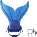 Monofin Mermaid Tails for Swimming Adjust Diving Mermaid Fins Foot Flipper Training Mono-Fin Tail PP Caudal for Girl Boy (Waterproof Silica Gel Earplugs Nose Clip Included)