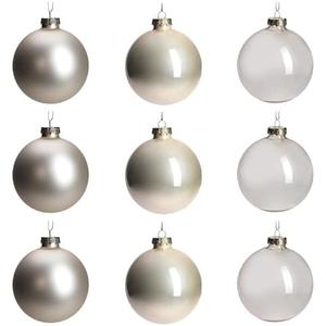 DN DECONATION Glass Christmas Hanging Ball Ornaments 9PCS, 3.15" Champagne | Christmas Ornaments, Christmas Decorative Baubles for Xmas Tree Decoration, Holiday, Wedding Party Gift Decor