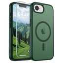 SUPFINE Magnetic for iPhone 17e Case/iPhone 16e Case (Compatible with MagSafe)(Military Grade Drop Protection) Slim Translucent Matte Shockproof with Anti-Fingerprint Phone Case,Forest Green