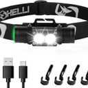 Foxelli Ultra Bright Rechargeable Headlamp – 18650 Battery, IPX7 Waterproof, 1200 Lumen LED Light for Work & Outdoors, with Battery & Hooks - Perfect for Hard Hat or Helmet