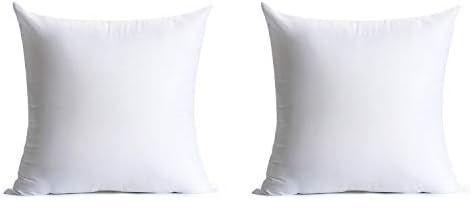 Calibrate Timing 18 x 18 inches Pillow Inserts, Set of 2 Hypoallergenic Brushed Microfiber Liner Down Alternative Filled Square Cushion Throw Pillow