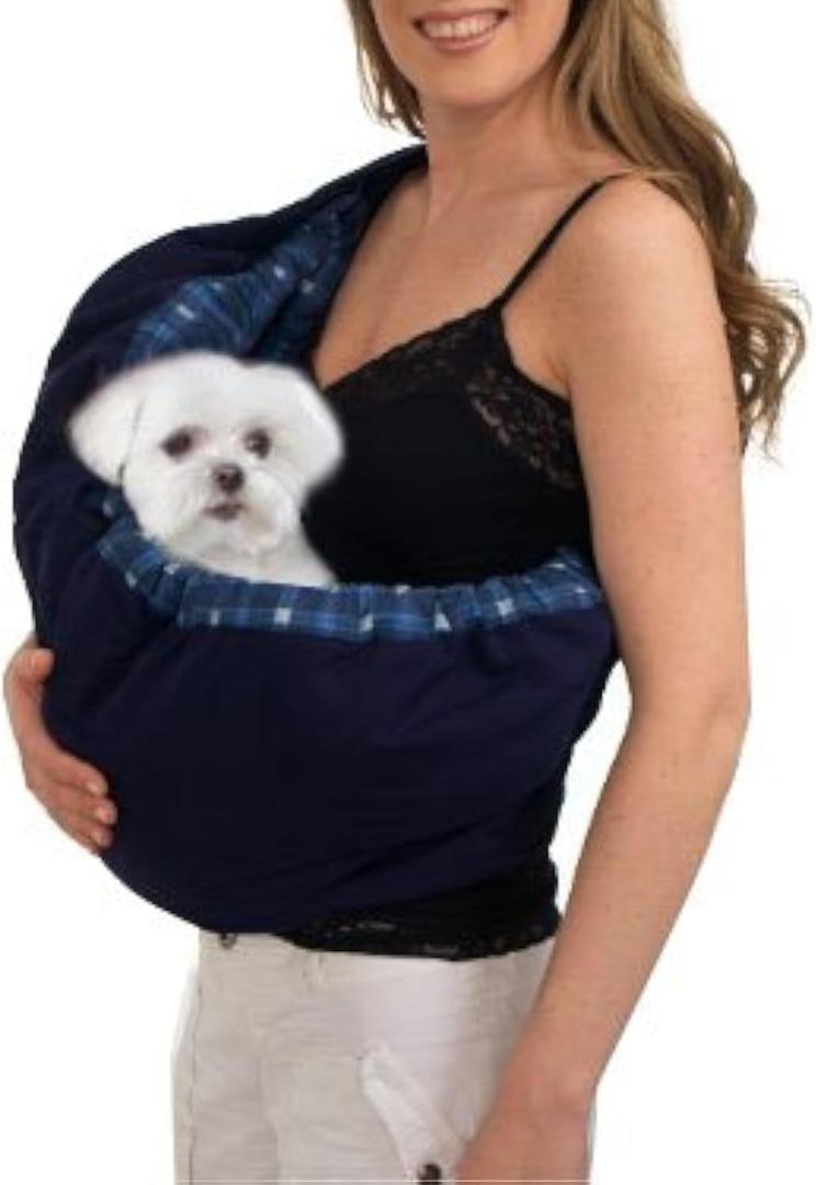 Pet Sling Carrier, OrgMemory Adjustable Bag, Small Dog Cat Outdoor Shoulder Carrier Most Suitable: 3-8 lbs (Blue Plaid)