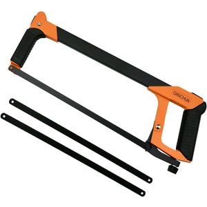 Hand Saw, 12 inch Hacksaw Frame Heavy Duty Adjustable Hacksaw with 2 Extra High-Carbon Steel Blade for Steel Pipe Cutting, PVC, Carpentry, Woodworking