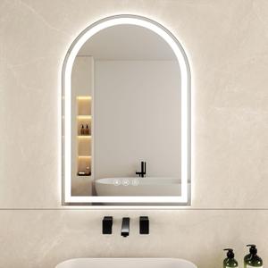 Arched LED Bathroom Mirrors with Lights 24"x36" LED Mirror for Bathroom,Led Vanity Mirror, Anti-Fog,LED Mirrors with Light, Anti-Fog, Dimmable, 3 Color, Shatterproof, Touch Sensor