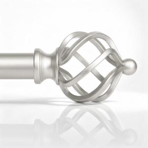 1 Inch Heavy Duty Curtain Rods for Windows 72150":Sturdy Silver Metal Drapery Rods with Decorative Twisted Cage Finials,Adjustable Farmhouse Window Treatment Rod for Bedroom/Kitchen/Living Room