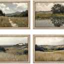 Gatheroad Landscape Art 8x10 Inch, Set of 4 Unframed Country Wall Art, Vintage Farmhouse Prints and Nature Wall Art for Living Room & Bedroom