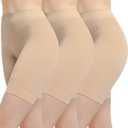 Women's Slip Shorts for Under Dresses Anti Chafing High Waisted Seamless Smooth Shorts (Beige, XXL)