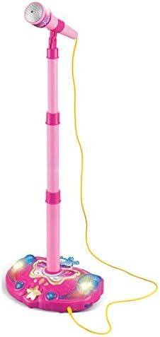 KonHaovF Kids Karaoke Machine with Lights,Microphone with Adjustable Stand Singing Karaoke Machine for Girls Boys (Pink)