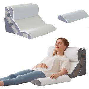 4PCS Wedge Pillow Set for After Surgery, Back Pillow for Bed Sitting up, 10-in-1 Foam Wedge Pillow for Acid Reflux & Back Pain Relief, Post Surgery Pillow for GERD & Snoring, White