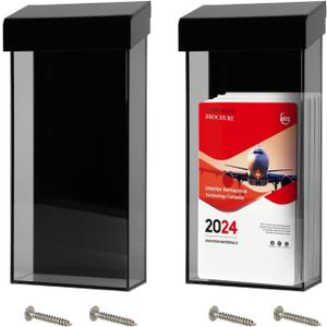 2 Pcs Acrylic Outdoor Brochure Holder, 9.8*4.37*2 Inch Wall Mount Literature Box with Lid Clear Acrylic Flyer Dispenser for Pamphlet Flyer Display Map Menu Envelope (Black)