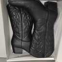 Dodow Womens Cowboy Boots Western Cowgirl Pointed Toe Zipper Mid Calf Boots Black Size 7.5