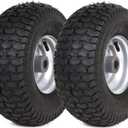 AR-PRO (2-Pack) 15 x 6.00-6 Front Tire and Wheel Assembly for Riding Mower Lawn Tractor, 3" Centered Hub, 3/4" Sintered Iron Bushings, 4Ply Pneumatic with Turf Tread (Silver)