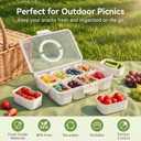 Divided Serving Tray with Lid and Handle: 2-Pack Stackable Food Box Container for Fruits Candy Organizer - Portable Clear Snack Organizer for Nuts, Travel, Party, Picnic Travel & Daily Use