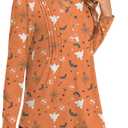 Bestbee Women's Long Sleeve Button-Down Shirts V Neck Tunic Tops 2024 Fall Tops Casual T-Shirts Dressy Blouses (Red, L)