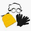 Happy Hippo Adult Costume Set, Yellow Beanie Hat, Black Gloves and Silver Goggles, Unisex