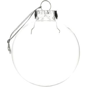 6 Pieces Transparent Christmas Balls, 100mm/3.93 in DIY Fillable Clear Plastic Ornament Balls with A Silver Rope and Removable Metal Cap for Home Party Wedding Birthday Christmas Decor