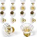 Antique Brass Crystal Cabinet Knobs Cabinets Knob, 16 Pack Flower Vintage Glass Clear Crystal Small Pull for Closet Dresser Drawers Cupboard Wardrobe, Retro Pulls Old Fashioned Drawer Gorgeous Handle