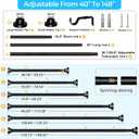 Extra Long Tension Curtain Rod 40-148In (3.3-12 ft) Black, 1.26In Diameter