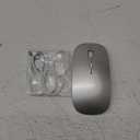 SUNGI Bluetooth Mouse for Laptop/Tablet/iPhone/Android PC,Rechargable Quiet Slim Mice Compatible with Windows/Linux,Silver