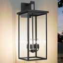 26 in Large Outdoor Wall Lantern, Modern Matte Black Waterproof Wall Sconce for House with Clear Glass Shade, Large Black Outdoor Light Fixtures Wall Mount E12 Base Garage & Porch Wall Light