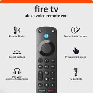 Amazon Fire TV Alexa Voice Remote Pro (Newest Model) with Remote Finder, TV Controls, and Backlit Buttons