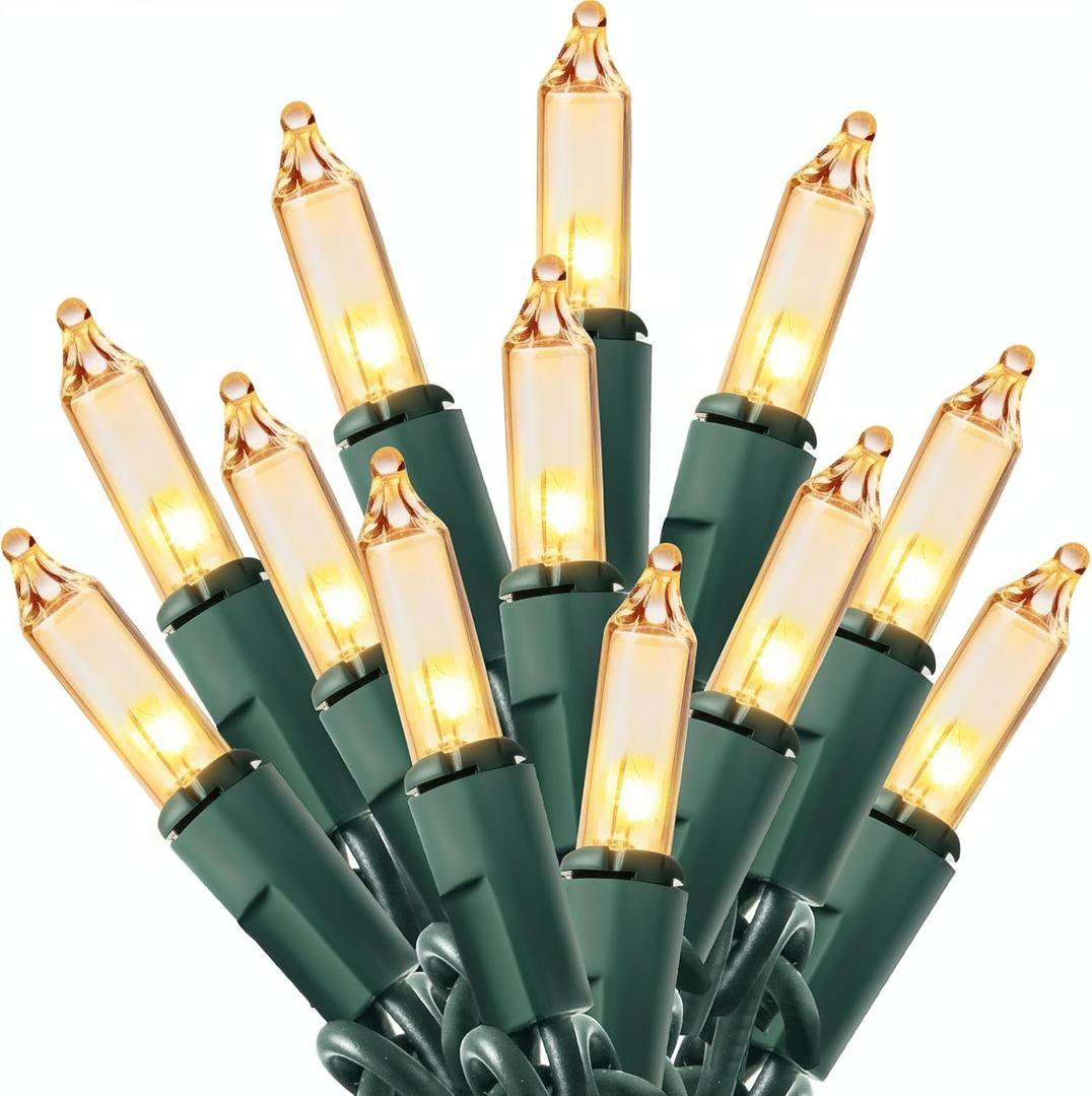 Joiedomi Clear Christmas String Lights Indoor, 100 Count Mini White Fairy Light Outdoor, 19.4 FT Decor for Patio Dorm Classroom Bedroom Holiday Wedding Party Garland Birthday Festival, Green Wire