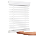 Lotus & Windoware Cordless, 2 Inch Faux Wood Blind, 34" Wide x 60" Long, Window Blinds, Blinds & Shades, Blinds for Indoor Windows, Embossed, Bright White