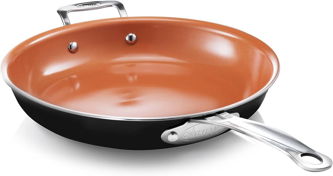 Gotham Steel Non Stick Frying Pan, 12.5 Ceramic Frying Pan Nonstick, Long Lasting Nonstick Cooking Pan with Helper Handle / Stay Cool Handle, Ultra-Durable, Dishwasher / Oven Safe, 100% Non Toxic Gotham Steel Non Stick Frying Pan, 12.5 Ceramic Frying Pan Nonstick, Long Lasting Nonstick Cooking Pan with Helper Handle / Stay Cool Handle, Ultra-Durable, Dishwasher / Oven Safe, 100% Non Toxic