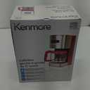 Kenmore Coffee Maker 12 cup Drip Coffee Machine Reusable Filter Programmable Timer Digital Display Aroma Control Glass Carafe Charcoal Water Filter Regular Bold Stainless Steel and Red