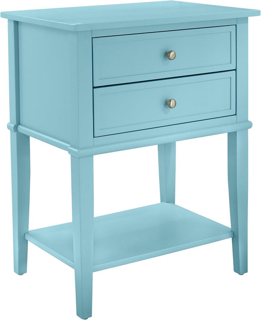Ameriwood Home Franklin Accent Table with 2 Drawers, Blue (Blue)
