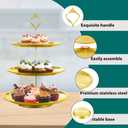 3 Tier Stainless Steel Cupcake Stand, Gold Metal Serving Tray Cake Holder Cake Display Stand for Holiday Dessert Table Decorations Birthday Party Wedding