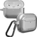 MAGEASY Skin AirPods Pro 3 Case with Metal Carabiner Clip, Shockproof AirPods Pro 3rd Generation Case with MagSafe & Qi Compatible, Secure Lock Lid, Slim Protective Silicone Cover (Cosmic Silver)