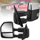 Left Driver Side Tow Mirror Chrome Fits for Ford F250 F350 F450 2017-2022 Support BSM Support Power Adjustment Heated with Turn Signal & Puddle Light Support Manual Folding 12 Pins