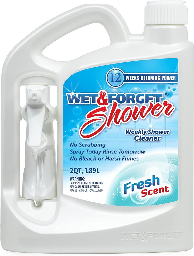 Wet & Forget Shower Cleaner Spray Multi-Surface Weekly Application Requires No Scrubbing, Bleach-Free Formula, Ready to Use, Fresh Scent, 3 Months of Cleaning, 64 Fluid Ounces, Pack of 1