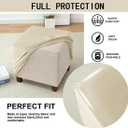 Ottoman Cover Square Velvet Storage Ottoman Slipcovers Thick Stretch Footrest Foot Stool Covers Protector with Elastic Band(Small-Beige)