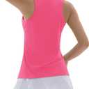 TACVASEN Womens Golf Shirts Sleeveless Racerback Polo Shirt UPF 50+ Zip Up Moisture Wicking Workout Tennis Athletic Tank Tops (Pink)
