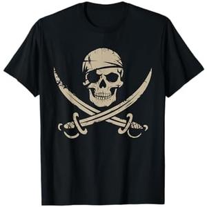 Pirate Skull And Crossbones Skeleton Halloween For Kids Boys T-Shirt, XS