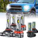 SEALIGHT H8/H9/H11 9005/HB3 H10 Fog Light Bulbs Combo, 100,000LM Ultra-Bright 6500K 9005 H11 Bulbs with Cooling Fan, True Plug N Play, Non-polarity, for 2015-2020 Ford F-150, Pack of 6 (White)