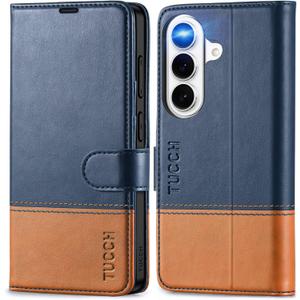 TUCCH Case Wallet for Galaxy S26, PU Leather Magnetic Kickstand [RFID Blocking] 3 Card Slot Folio Flip Cover with [TPU Shockproof Interior Case] Compatible with Galaxy S26 6.3" 2026, Blue & Brown