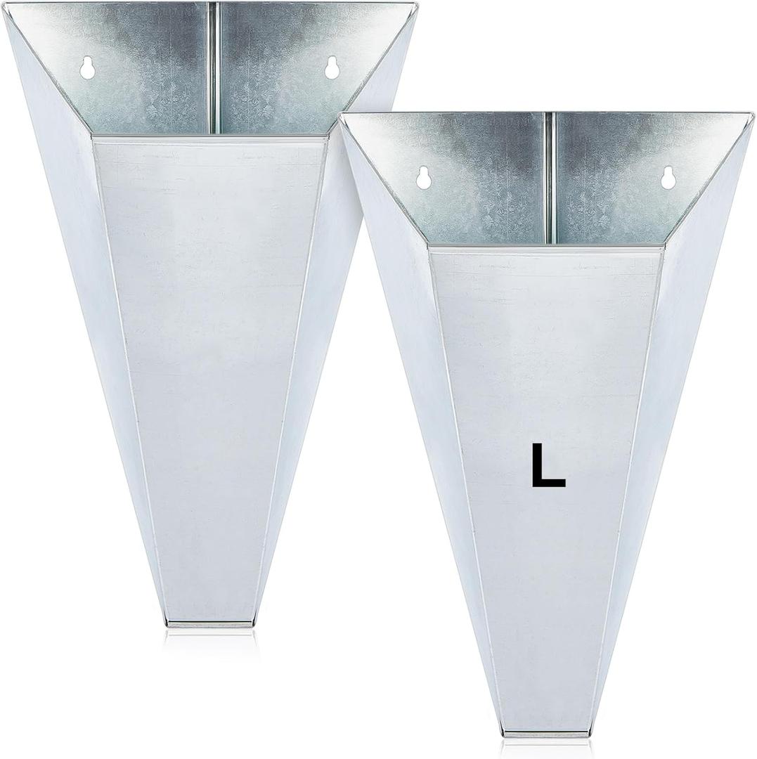 Mumufy 2 Pcs Large Galvanized Steel Poultry Restraining Cones Flat Back Funnel Cone, Up to 12 Pounds, Chicken Killing Cone for Butchering Chicken Birds Turkeys, Easy to Clean (Silver)