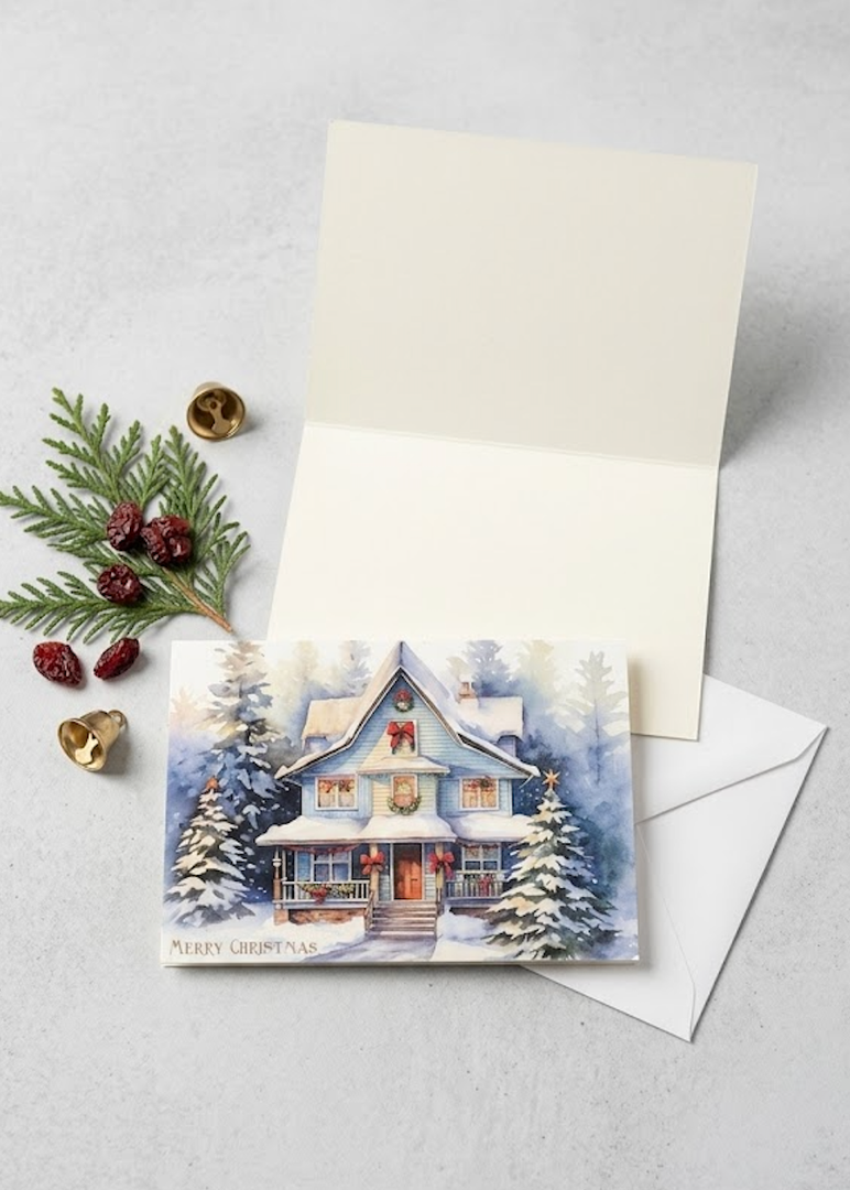 Christmas Cards with Envelopes, Festive Designs Holiday Card Set - Gifting & Mailing