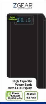 ZGEAR 20,000 mAh High Capacity Power Bank With LCD Display