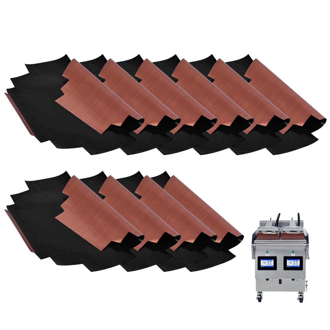 Cook's Aid 10 Pack PTFE Release Sheets with Bracket Loop for McDonald's Exclusive Garland Electric & Gas Platen Grills 25.43"×20.28" - (Black/Gold), Ideal for Bread and Buns