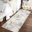 2x6 Modern Abstract Runner Rug Non Slip Soft Stain Resistant Low Pile Machine Washable Non Shed Rug for Hallway Kitchen Bathroom, Taupe/Beige
