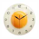 12 Inch Kitchen Wall Clock, Fried Egg Poached Egg Wall Clock Silent Non Ticking Quartz Egg Yolk Clock Round Analog Wall Watch Breakfast Food Dining Hall Canteen Restaurant Cafe Wall Art