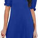 Aloodor Women's Casual Dresses Short Sleeve V-Neck Dress with Pockets XXL