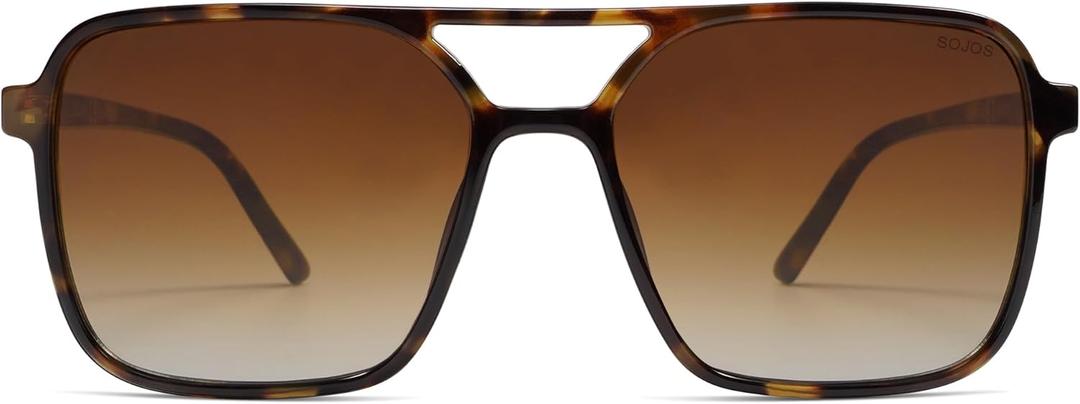 SOJOS Trendy Vintage Aviator Square Sunglasses For Womens Mens Retro 70s UV400 Women Sun Glasses SJ2327 (Leopard/Brown Grading)